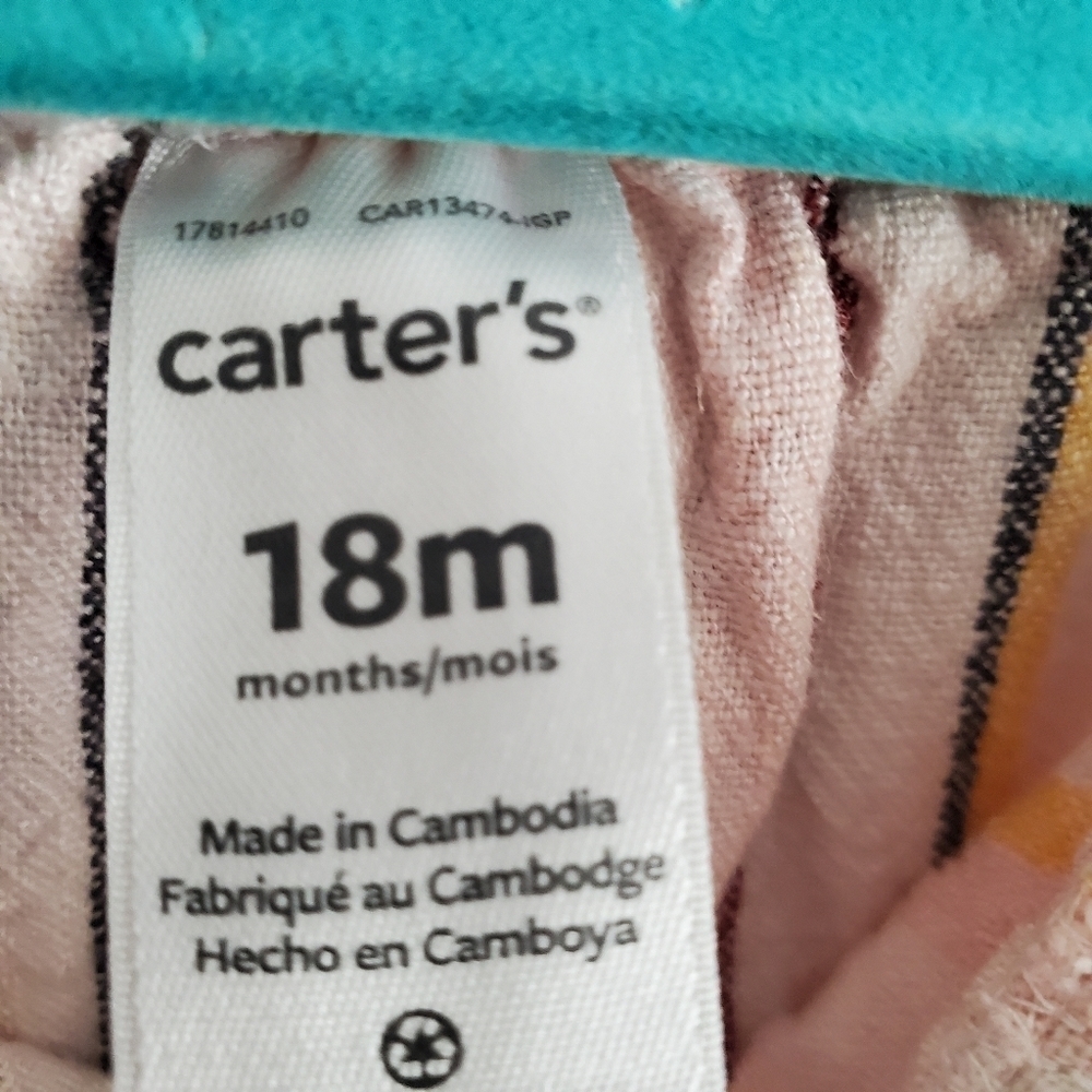 Carter's 18M Pink Striped Cold Shoulder Jumpsuit‎ Romper One Piece Boho - Picture 5 of 6